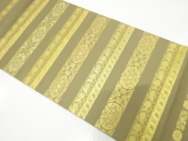 Gold leaf, herbstitching, cross-stitched with flower pattern, pouch obi